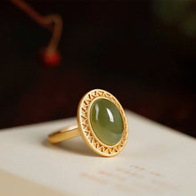 Load image into Gallery viewer, Original Silver Inlaid Natural Fine Jade Opening Adjustable Ring Vintage Retro Design Women&#39;s Brand Jewelry
