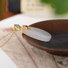 Load image into Gallery viewer, Original Silver Inlaid Natural Fine White Jade Pendant Necklace Vintage Style Retro Charm Luxury Women&#39;s Jewelry
