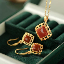 Load image into Gallery viewer, Original Silver Inlaid Natural Southern Red Agate Pendant Necklace Vintage Retro Charm Women&#39;s Jewelry
