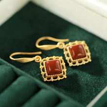 Load image into Gallery viewer, Original Silver Inlaid Natural Southern Red Agate Pendant Necklace Earrings Vintage Retro Charm Women&#39;s Jewelry Set
