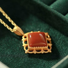 Load image into Gallery viewer, Original Silver Inlaid Natural Southern Red Agate Pendant Necklace Vintage Retro Charm Women&#39;s Jewelry
