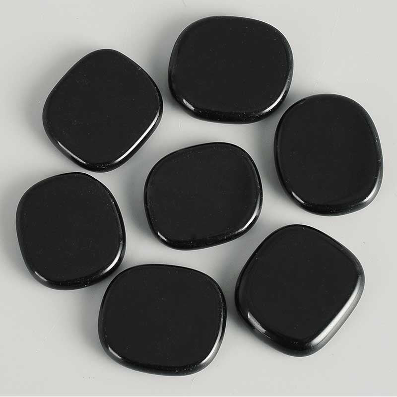 7PCS Handcrafted Polished Palm Natural Black Obsidian Chakra Healing Crystal Therapy