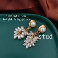 Load image into Gallery viewer, Handmade Pearl beaded Cluster Drop Earrings
