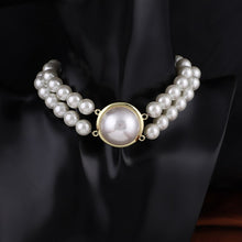 Load image into Gallery viewer, Handmade Double Strand Pearl Beaded Pendant Choker Necklace
