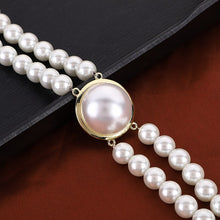 Load image into Gallery viewer, Handmade Double Strand Pearl Beaded Pendant Choker Necklace
