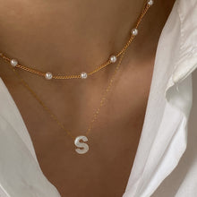 Load image into Gallery viewer, Handmade Natural Sea Shell Pearl Letter Pendant Initial Necklace Choker
