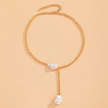 Load image into Gallery viewer, Minimalist Link Chain Tassel Baroque Pearl Pendant Choker Necklace
