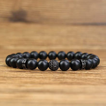 Load image into Gallery viewer, Double Strands Natural Black Obsidian Beaded Skull Charm Bracelet
