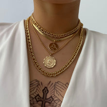 Load image into Gallery viewer, Multi Layer Punk Miami Cuban Coin Pendant Choker Necklace Vintage Chunky Chain Necklace
