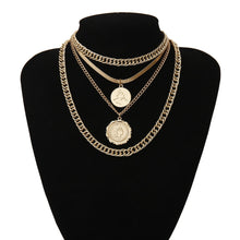 Load image into Gallery viewer, Multi Layer Punk Miami Cuban Coin Pendant Choker Necklace Vintage Chunky Chain Necklace
