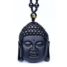 Load image into Gallery viewer, Handcrafted Natural Black Obsidian Shakya Mani Pendant Necklace
