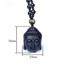 Load image into Gallery viewer, Handcrafted Natural Black Obsidian Shakya Mani Pendant Necklace
