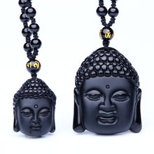 Load image into Gallery viewer, Handcrafted Natural Black Obsidian Shakya Mani Pendant Necklace
