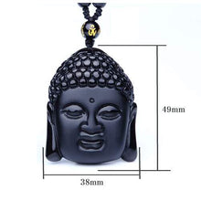 Load image into Gallery viewer, Handcrafted Natural Black Obsidian Shakya Mani Pendant Necklace
