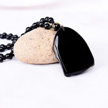 Load image into Gallery viewer, Handcrafted Natural Black Obsidian Shakya Mani Pendant Necklace
