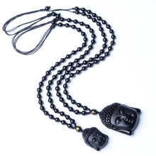 Load image into Gallery viewer, Handcrafted Natural Black Obsidian Shakya Mani Pendant Necklace
