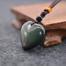 Load image into Gallery viewer, Handcrafted Natural Black Obsidian Heart Pendant Neckalce
