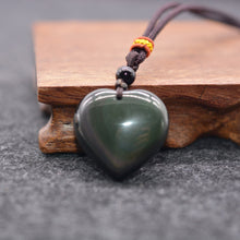 Load image into Gallery viewer, Handcrafted Natural Black Obsidian Heart Pendant Neckalce
