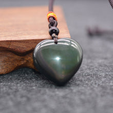 Load image into Gallery viewer, Handcrafted Natural Black Obsidian Heart Pendant Neckalce
