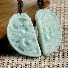 Load image into Gallery viewer, Lokaloca Handcrafted Natural Burma Jade Phoenix and Dragon Pendant Necklace
