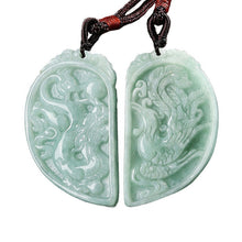 Load image into Gallery viewer, Lokaloca Handcrafted Natural Burma Jade Phoenix and Dragon Pendant Necklace
