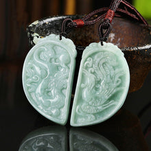 Load image into Gallery viewer, Lokaloca Handcrafted Natural Burma Jade Phoenix and Dragon Pendant Necklace
