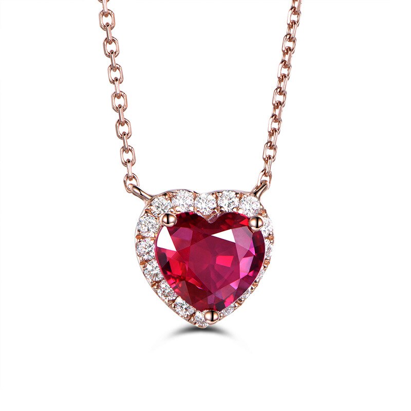 Mystic Red Crystal Zircon Heart Pendant Necklace For Women