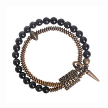 Load image into Gallery viewer, Handcrafted Brass Natural Rainbow Black Obsidian Beaded Bracelet
