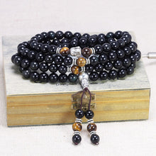 Load image into Gallery viewer, Multilayer 108 Natural Rainbow Obsidian Beads Charm Bracelet
