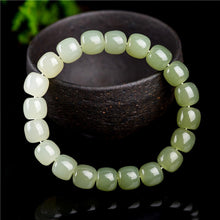 Load image into Gallery viewer, Lokaloca Handcrafted Natural Gradient Green Hetian Jade Beaded Bracelet
