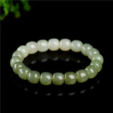 Load image into Gallery viewer, Lokaloca Handcrafted Natural Gradient Green Hetian Jade Beaded Bracelet
