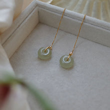 Load image into Gallery viewer, Natural Green Jade Donut Silver 925 Drop Earrings
