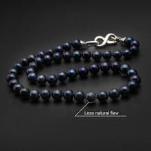 Load image into Gallery viewer, Natural Round Black Freshwater Pearl Beaded Necklace for Ladies
