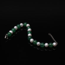 Load image into Gallery viewer, Natural Big Freshwater Pearl &amp; Green Agate Beaded Bracelet for Ladies
