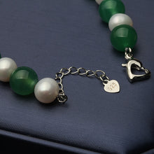 Load image into Gallery viewer, Natural Big Freshwater Pearl &amp; Green Agate Beaded Bracelet for Ladies
