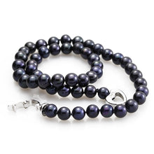 Load image into Gallery viewer, Natural Round Black Freshwater Pearl Beaded Necklace for Ladies
