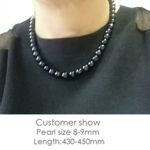 Load image into Gallery viewer, Natural Round Black Freshwater Pearl Beaded Necklace for Ladies
