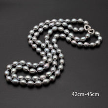 Load image into Gallery viewer, Double Strands Natural Gray Freshwater Pearl Beaded Necklace for Ladies
