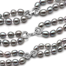 Load image into Gallery viewer, Double Strands Natural Gray Freshwater Pearl Beaded Necklace for Ladies
