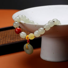 Load image into Gallery viewer, Lokaloca Handcrafted Natural Hetian Jade Beaded Donut Charm Jewelry Bracelet
