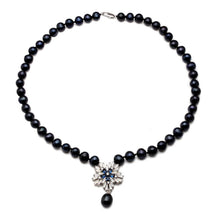 Load image into Gallery viewer, Natural Freshwater Pearl Beaded Snowflake Pendant Necklace for Ladies
