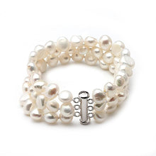 Load image into Gallery viewer, Multilayer Natural Freshwater Pearl Beaded Bangle Bracelet for Ladies
