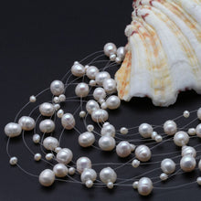 Load image into Gallery viewer, Multi Strands Natural Freshwater Pearl Beaded Necklace for Ladies
