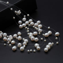 Load image into Gallery viewer, Multi Strands Natural Freshwater Pearl Beaded Necklace for Ladies
