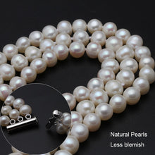 Load image into Gallery viewer, Three Strands Natural Freshwater Pearl Beaded Necklace for Ladies
