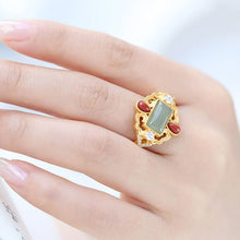 Load image into Gallery viewer, Natural Fine Jade Drop-shaped Southern Red Agate Opening Adjustable Ladies Ring
