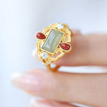 Load image into Gallery viewer, Natural Fine Jade Drop-shaped Southern Red Agate Opening Adjustable Ladies Ring
