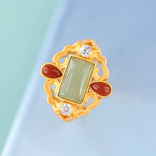 Load image into Gallery viewer, Natural Fine Jade Drop-shaped Southern Red Agate Opening Adjustable Ladies Ring
