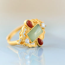 Load image into Gallery viewer, Natural Fine Jade Drop-shaped Southern Red Agate Opening Adjustable Ladies Ring
