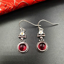 Load image into Gallery viewer, Retro Design Red Garnet Crystal Long Drop Dangle Earrings for Women Gemstone Jewelry
